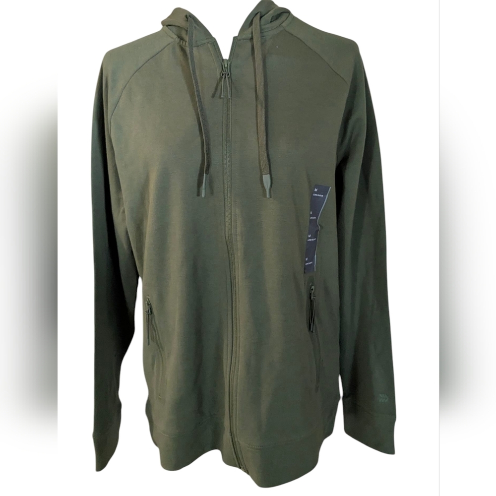Olive Green Zip-Up Hoodie All in Motion Med